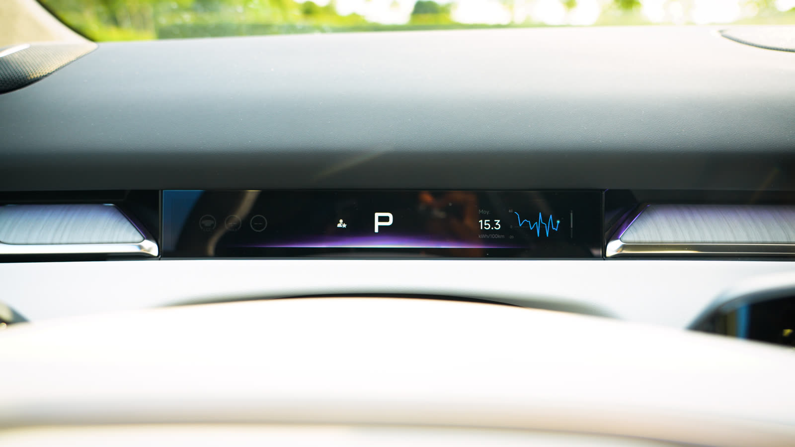 Consommation affichée de 15,3 kWh aux 100 km sur la XPENG P7+